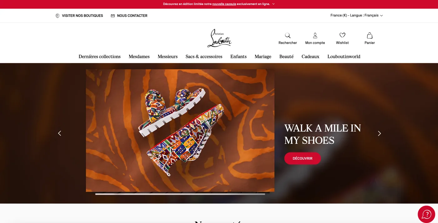 Capture de la boutique Christian Louboutin