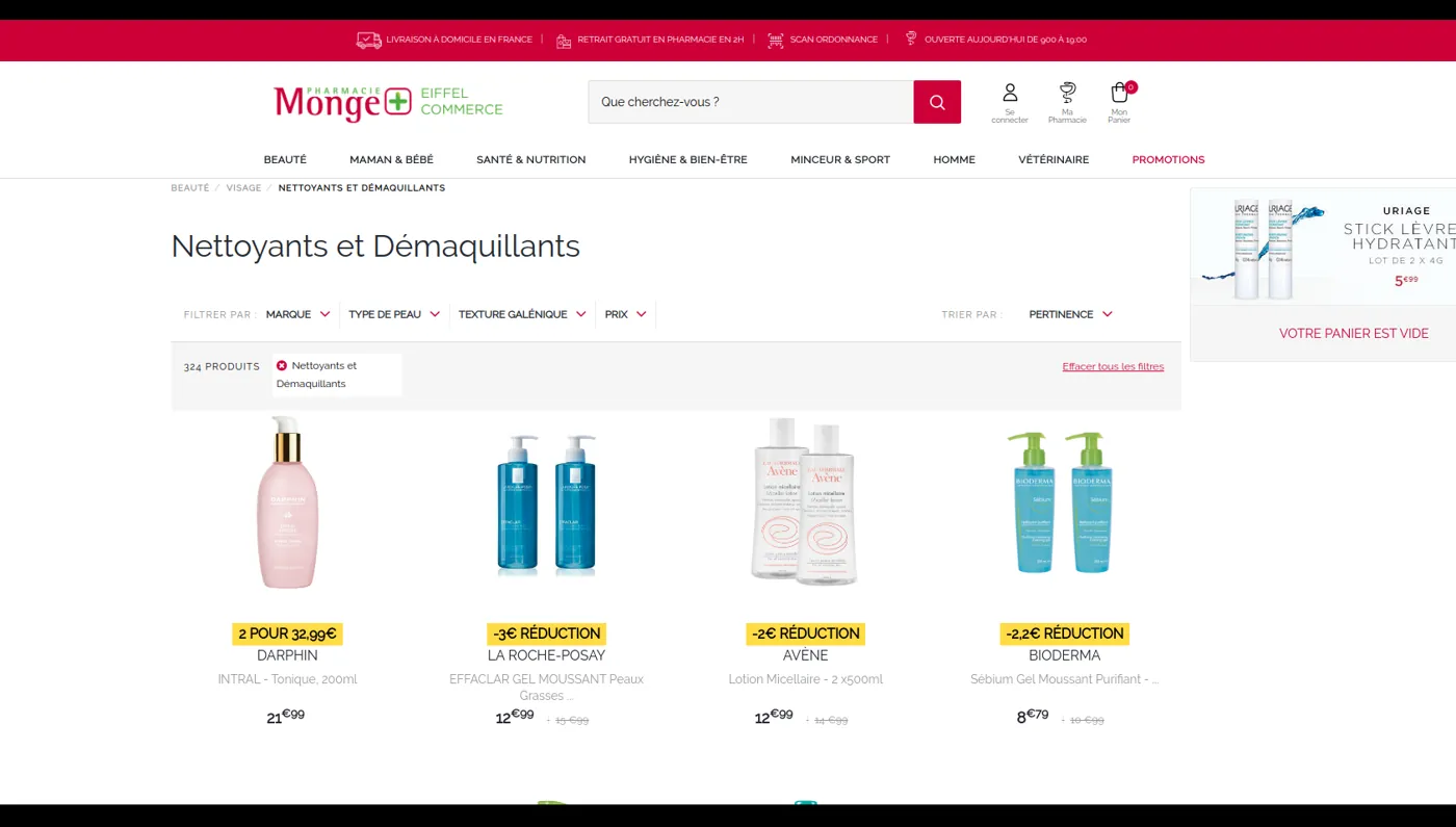 Capture de la boutique Pharmacie Monge