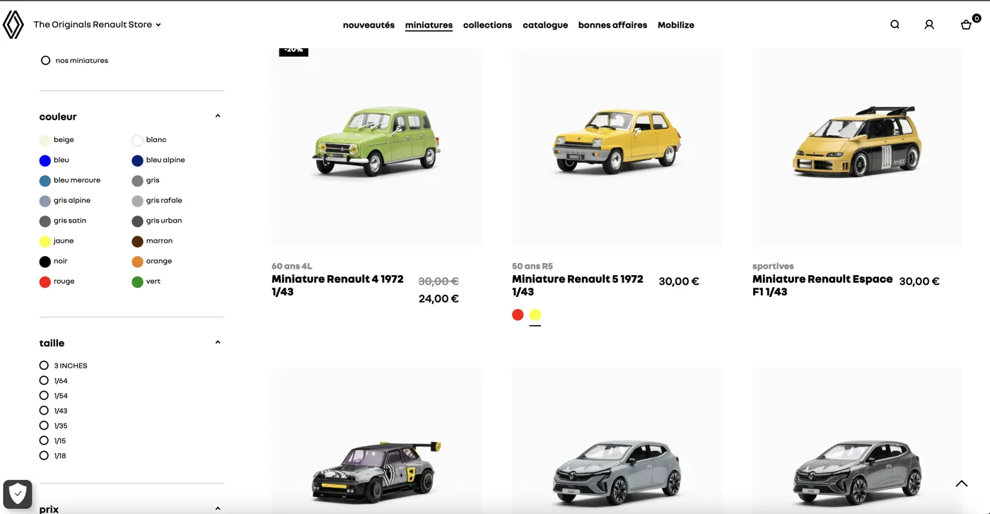 Capture de la boutique Renault The Originals